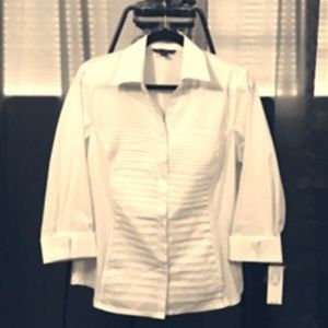 Zac & Rachel White Pleated Front Top